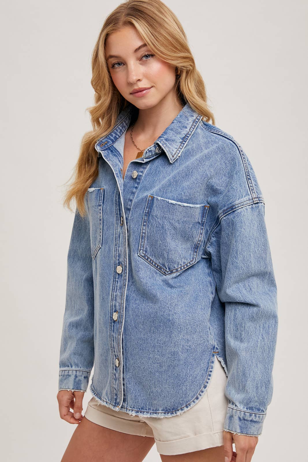 RAMY DENIM BUTTON DOWN JACKET