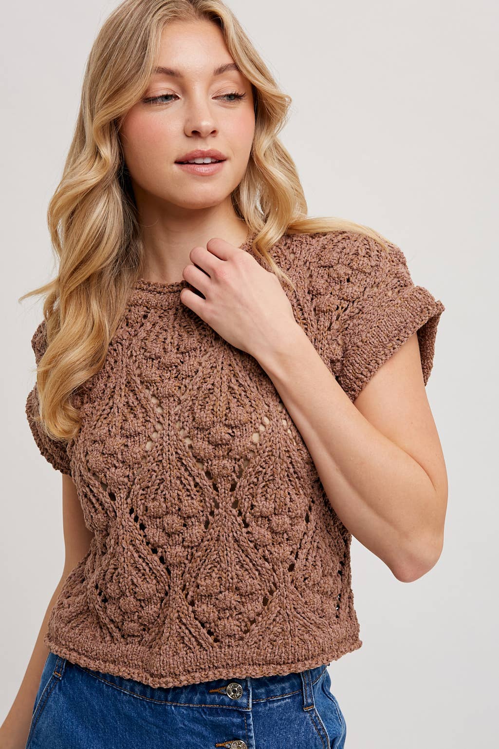 CARRIE KNIT SHORT SLEEVE SWEATER