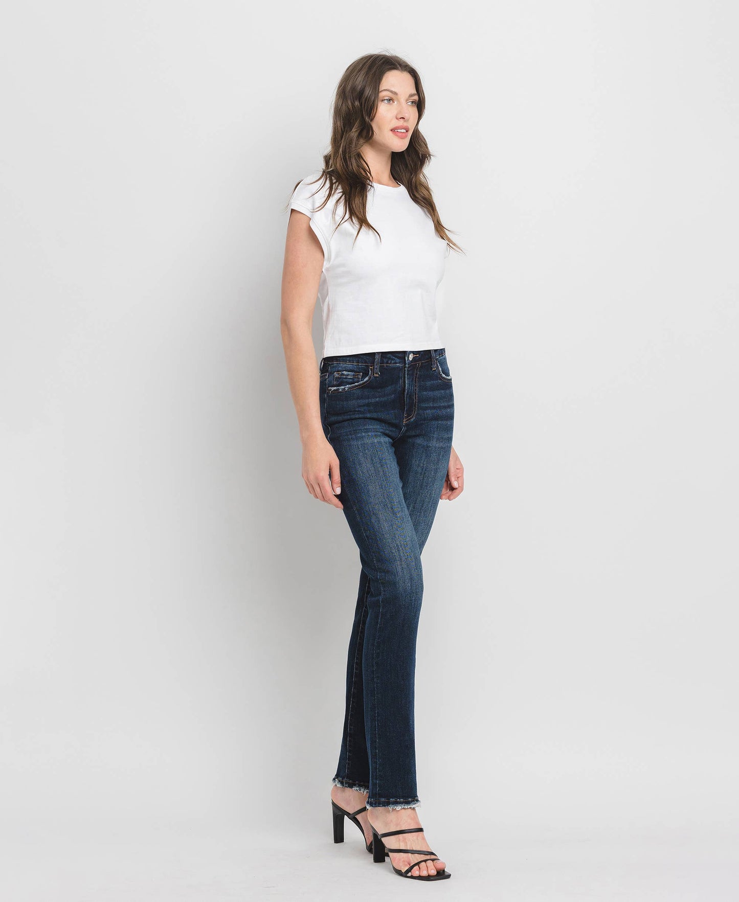 HIGH RISE LONG SLIM STRAIGHT JEANS