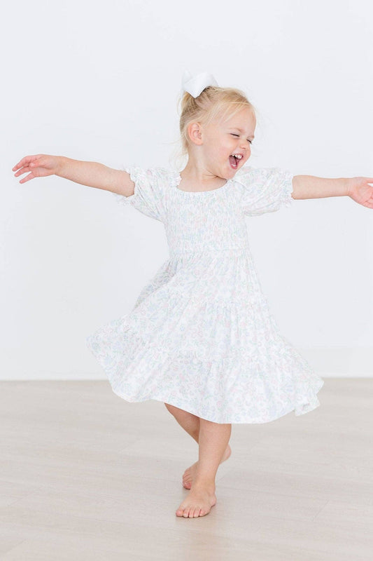 FLORAL BOW RUFFLE DRESS