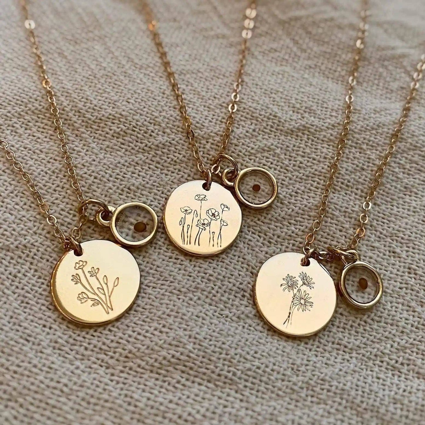 Wildflower Necklace with Mustard Seed: Gold