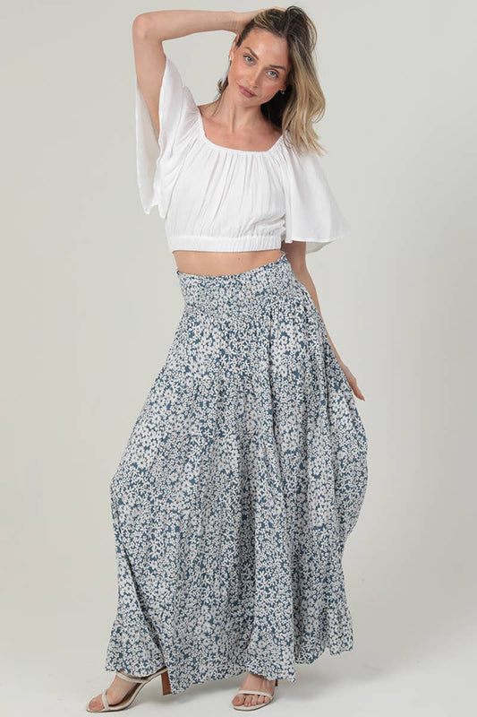 TIERED SKIRT WITH SMOCKED WAISTBAND