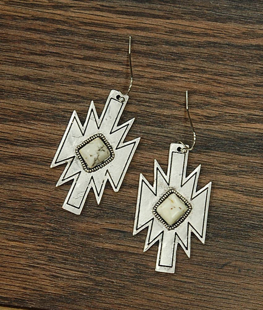 Aztec White Turquoise Earrings