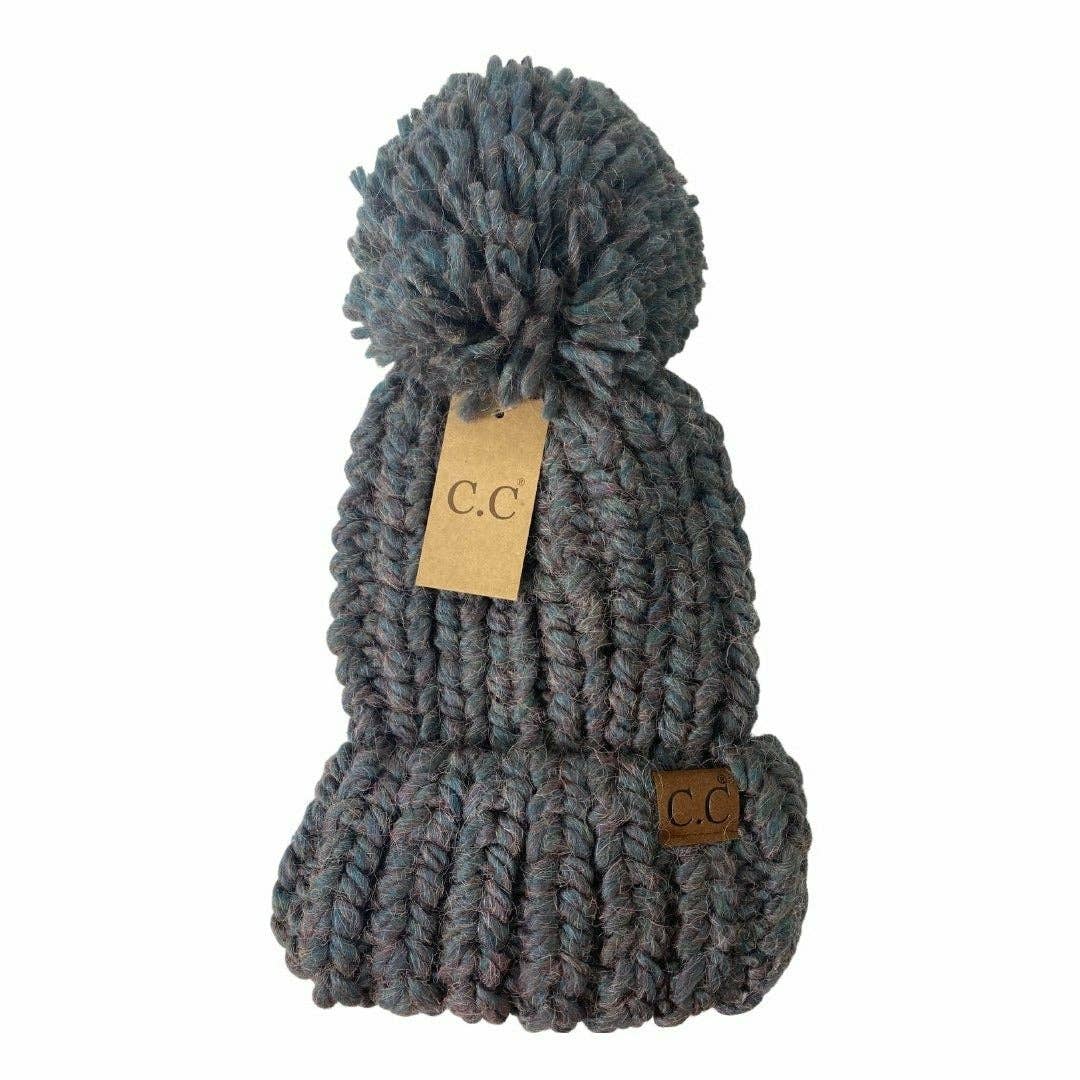 Chunky Knit Yarn Pom C.C Beanie