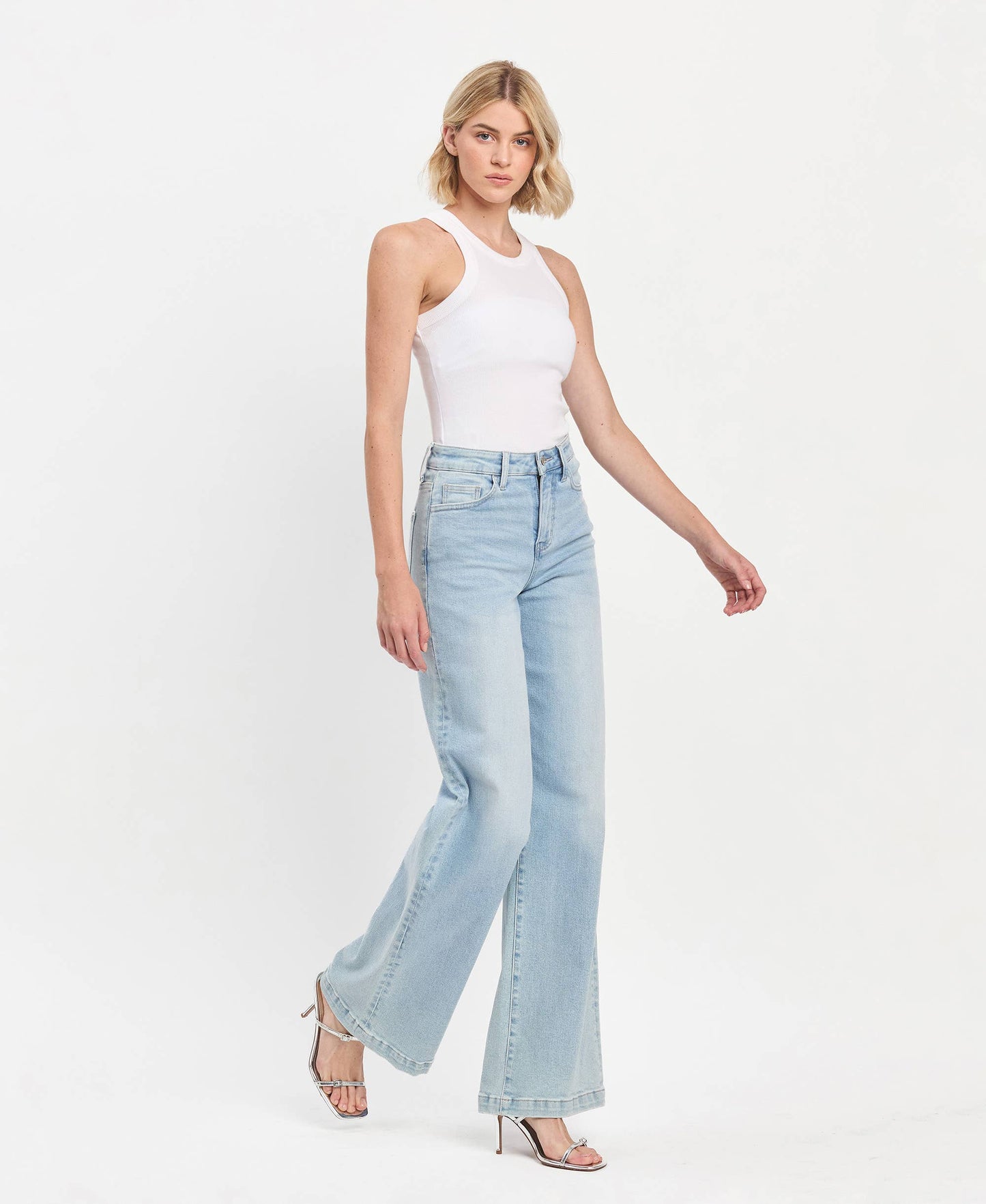 Kacey High Rise Full Length Wide Leg Jeans