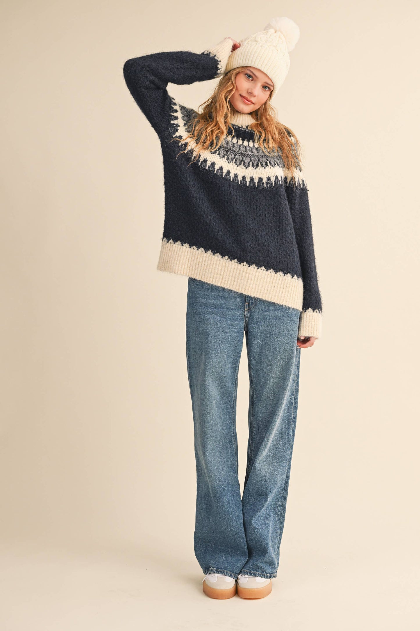 NAVY NORDIC SWEATER