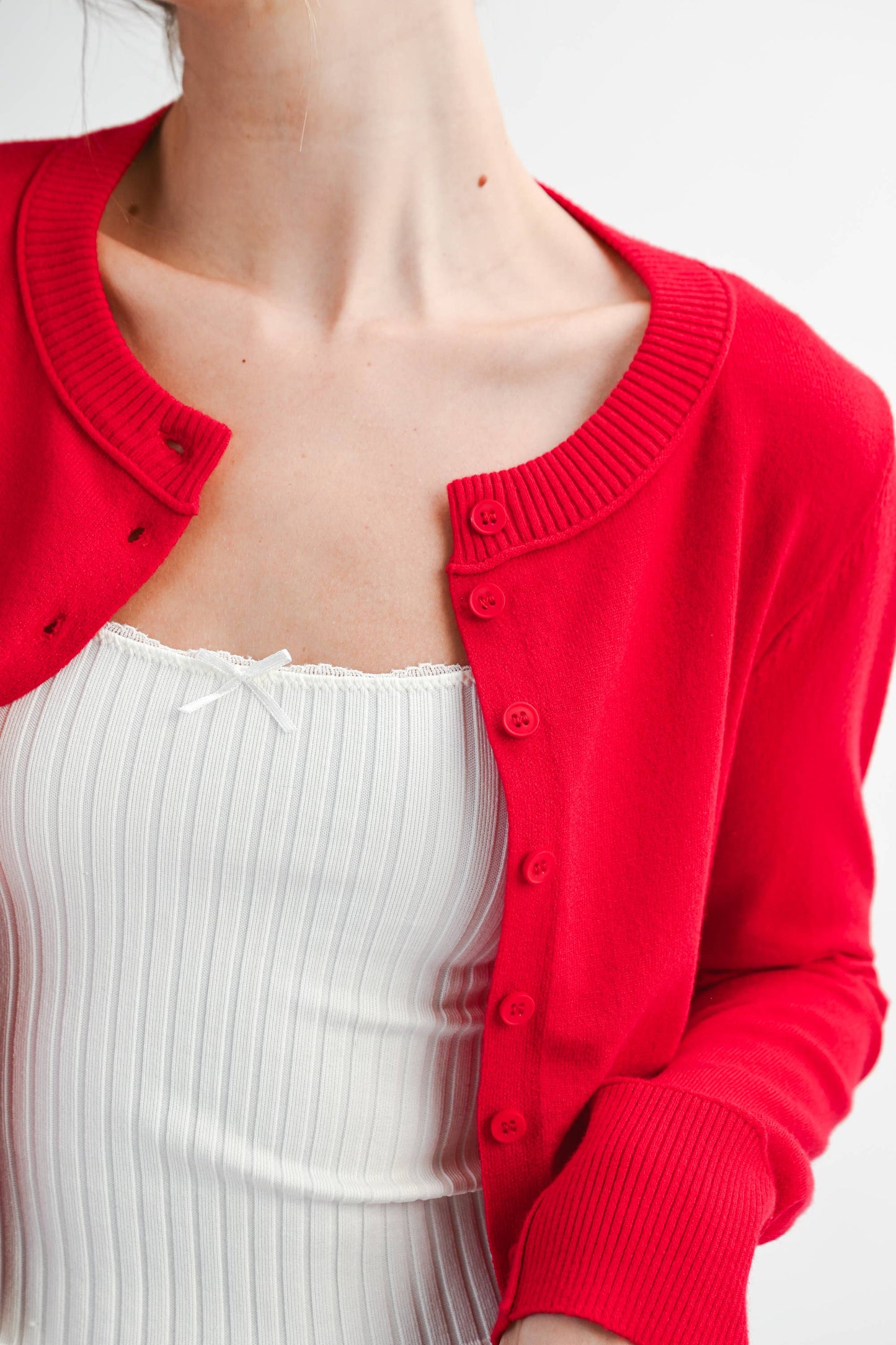 CHERRY RIBBED KNIT CARGIDAN