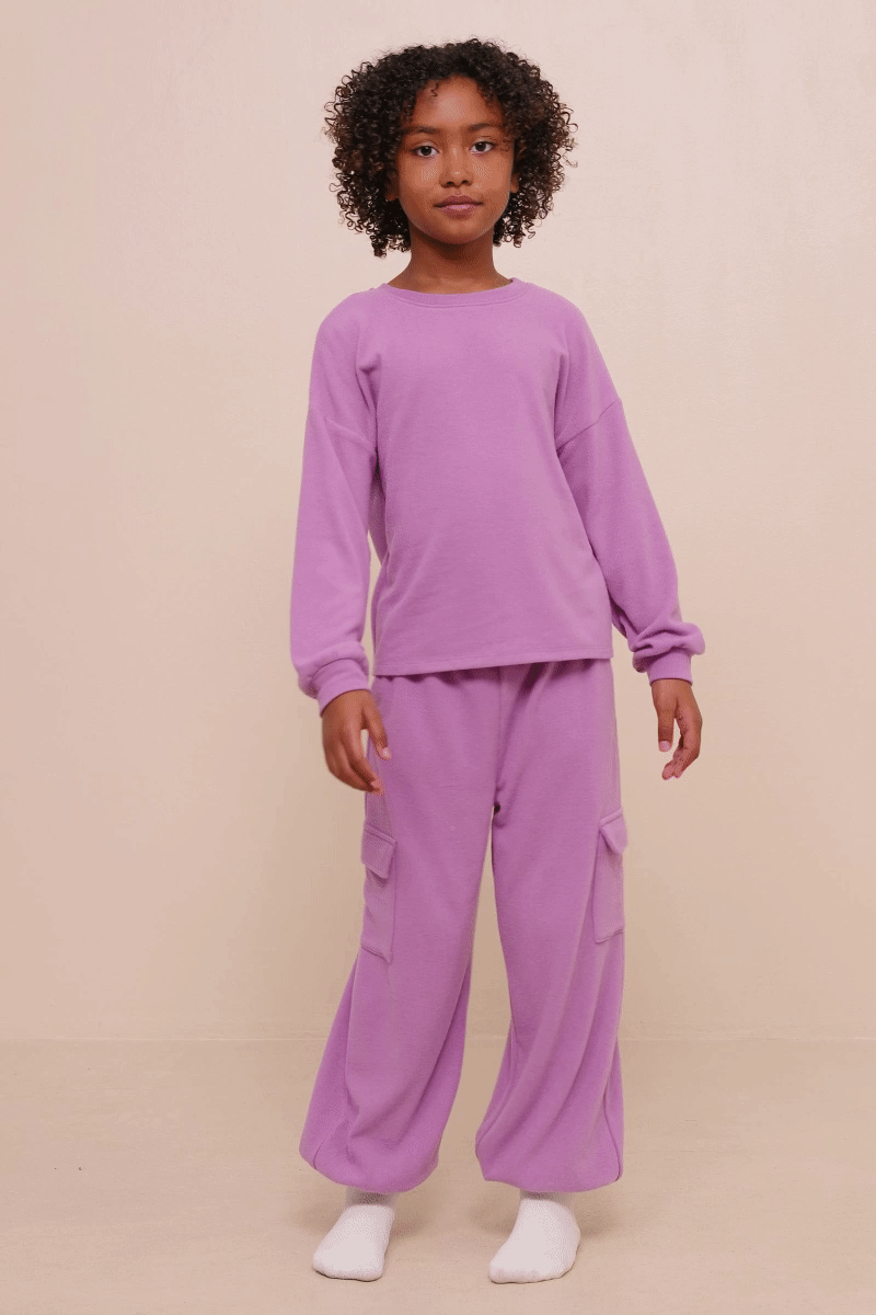 Girls Soft Rib Seam Long Sleeve Top