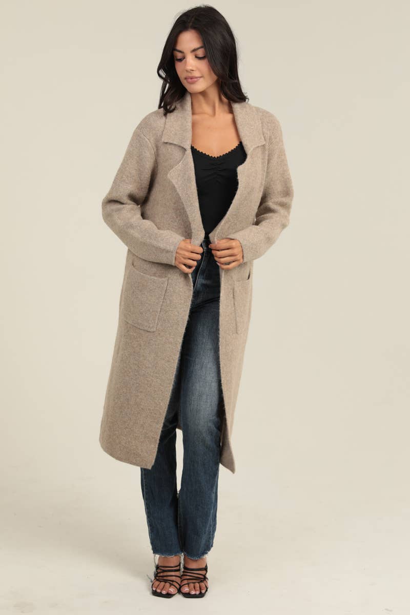 KNIT SWEATER TRENCH CARDIGAN