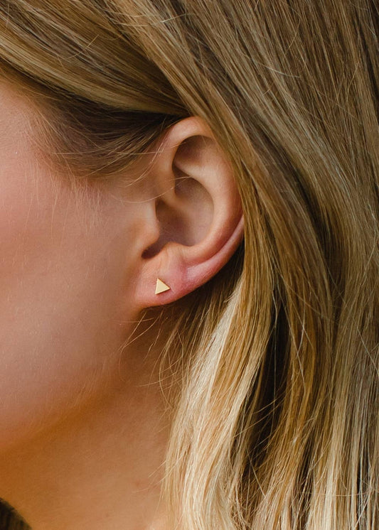 Gold Triangle Stud Earrings