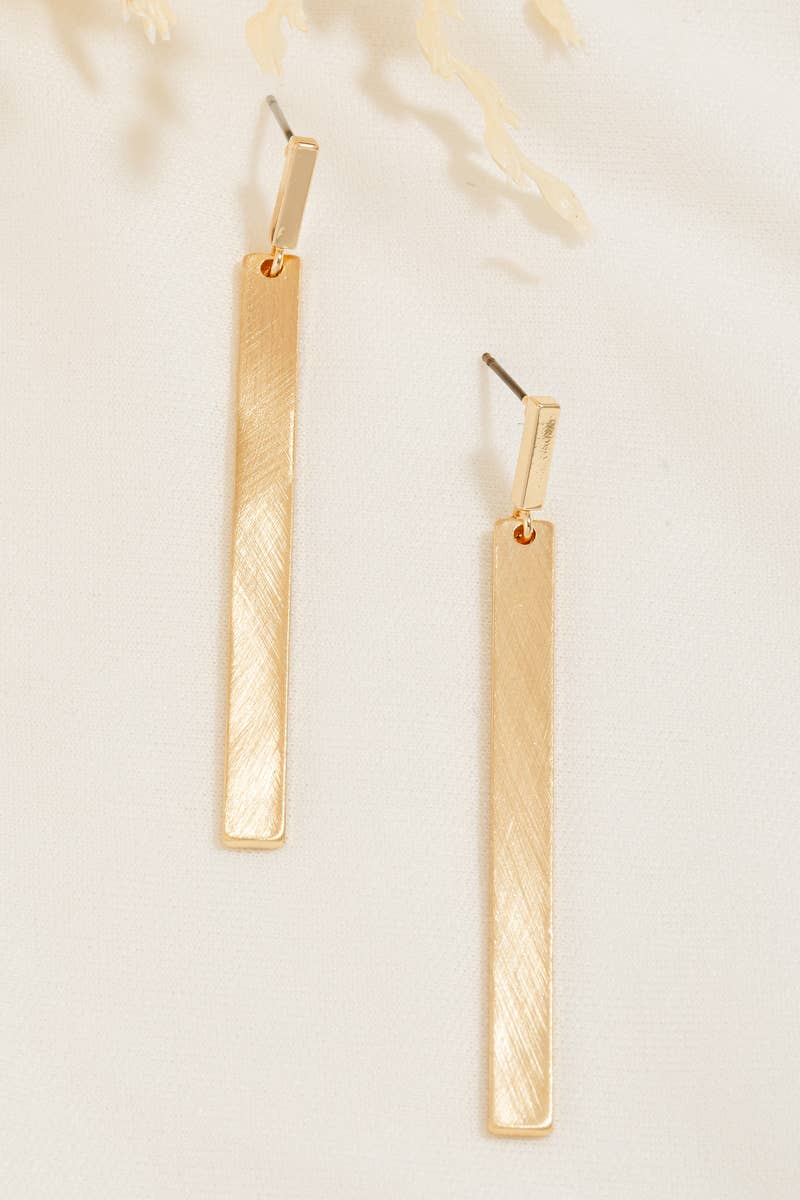 Brushed Metallic Bar Dangle Earrings