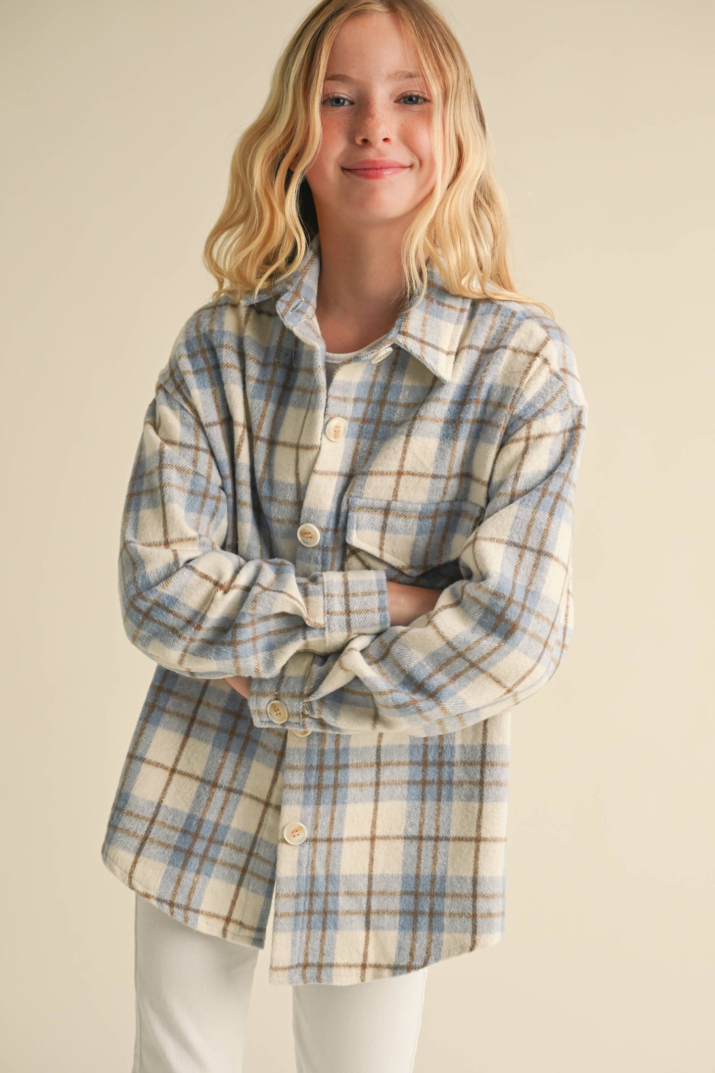 TWEEN KIDS GIRLS PLAID SHACKET