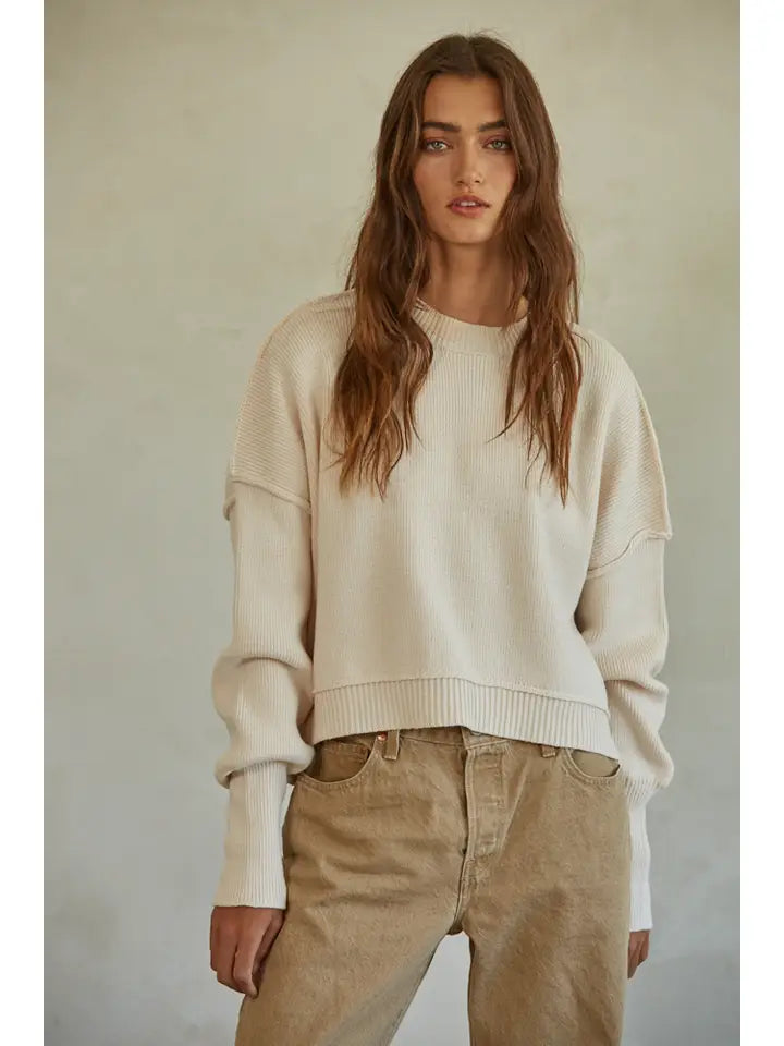 CREAM RIBBED SWEATER