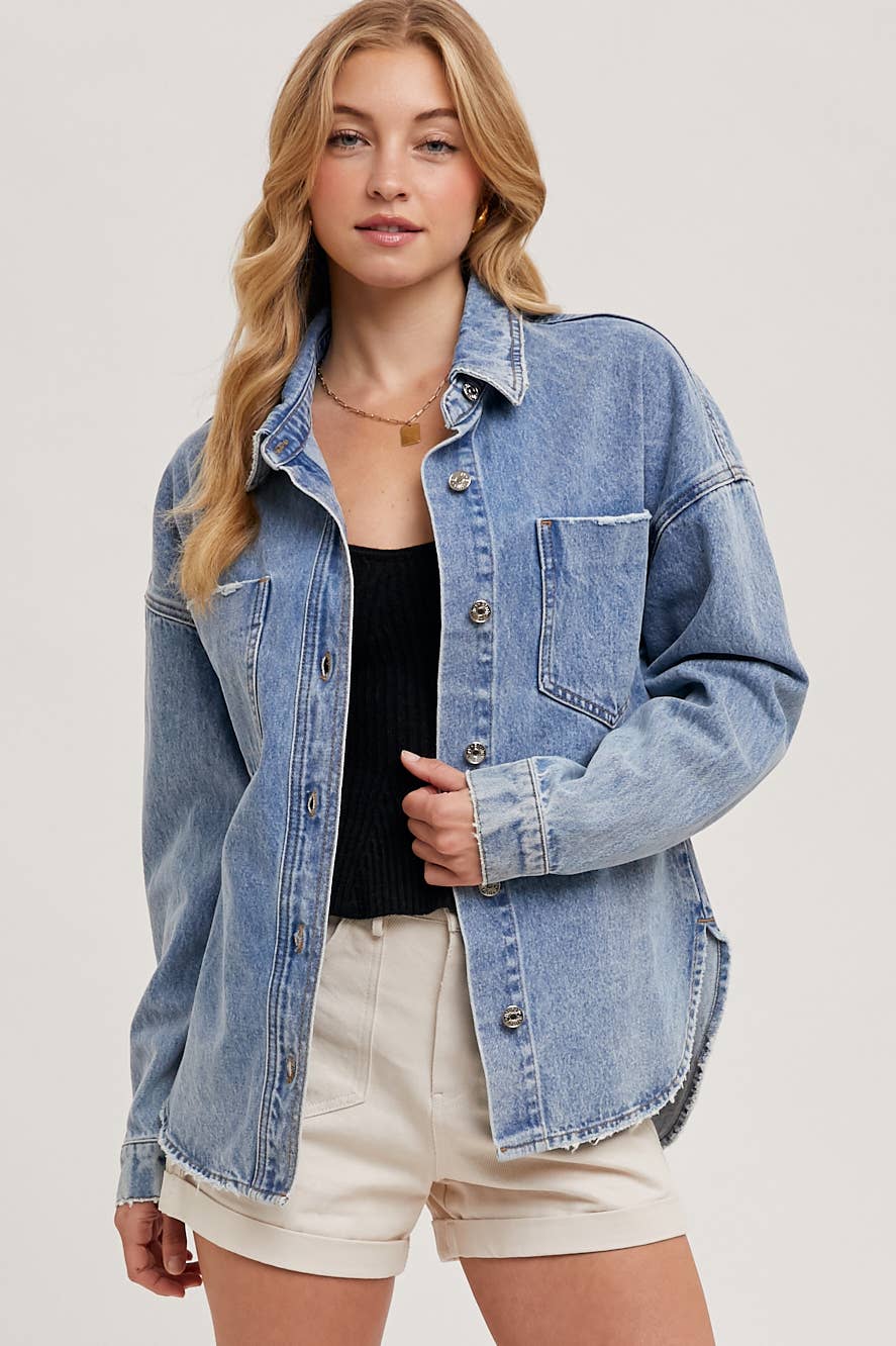 RAMY DENIM BUTTON DOWN JACKET