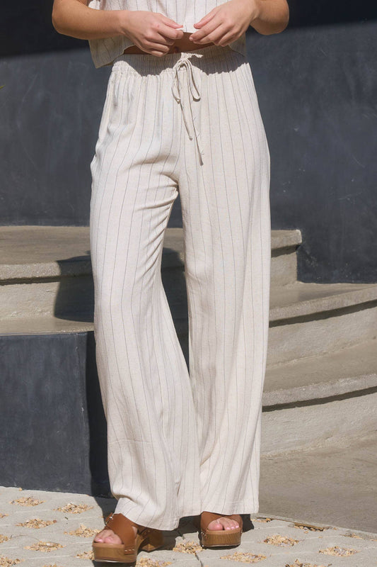 PINSTRIPE LINEN PANTS