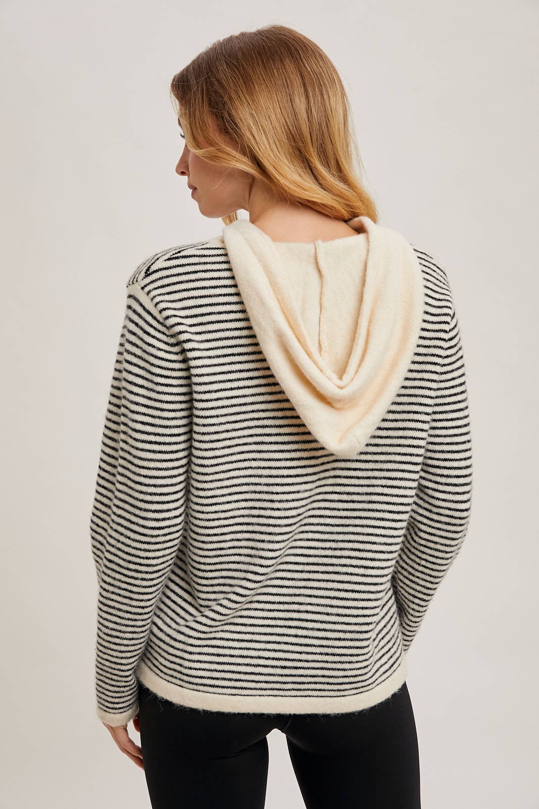 HENLEY BLACK AND WHITE STRIPED HOODIE