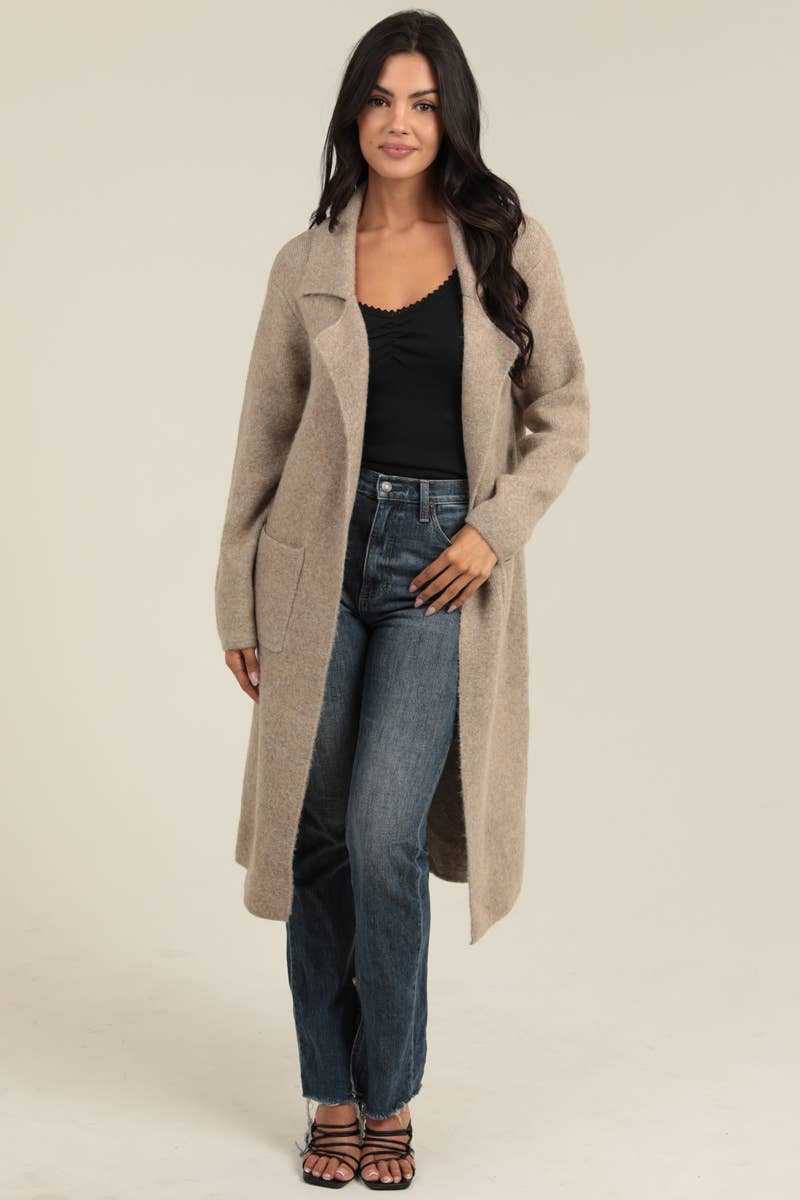 KNIT SWEATER TRENCH CARDIGAN