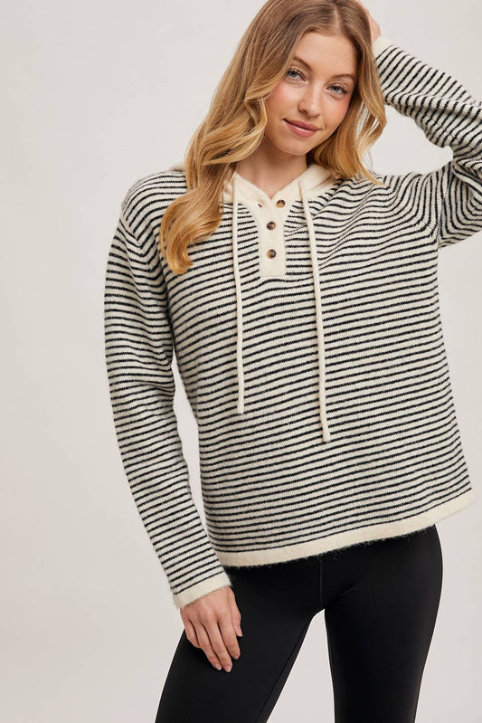HENLEY BLACK AND WHITE STRIPED HOODIE