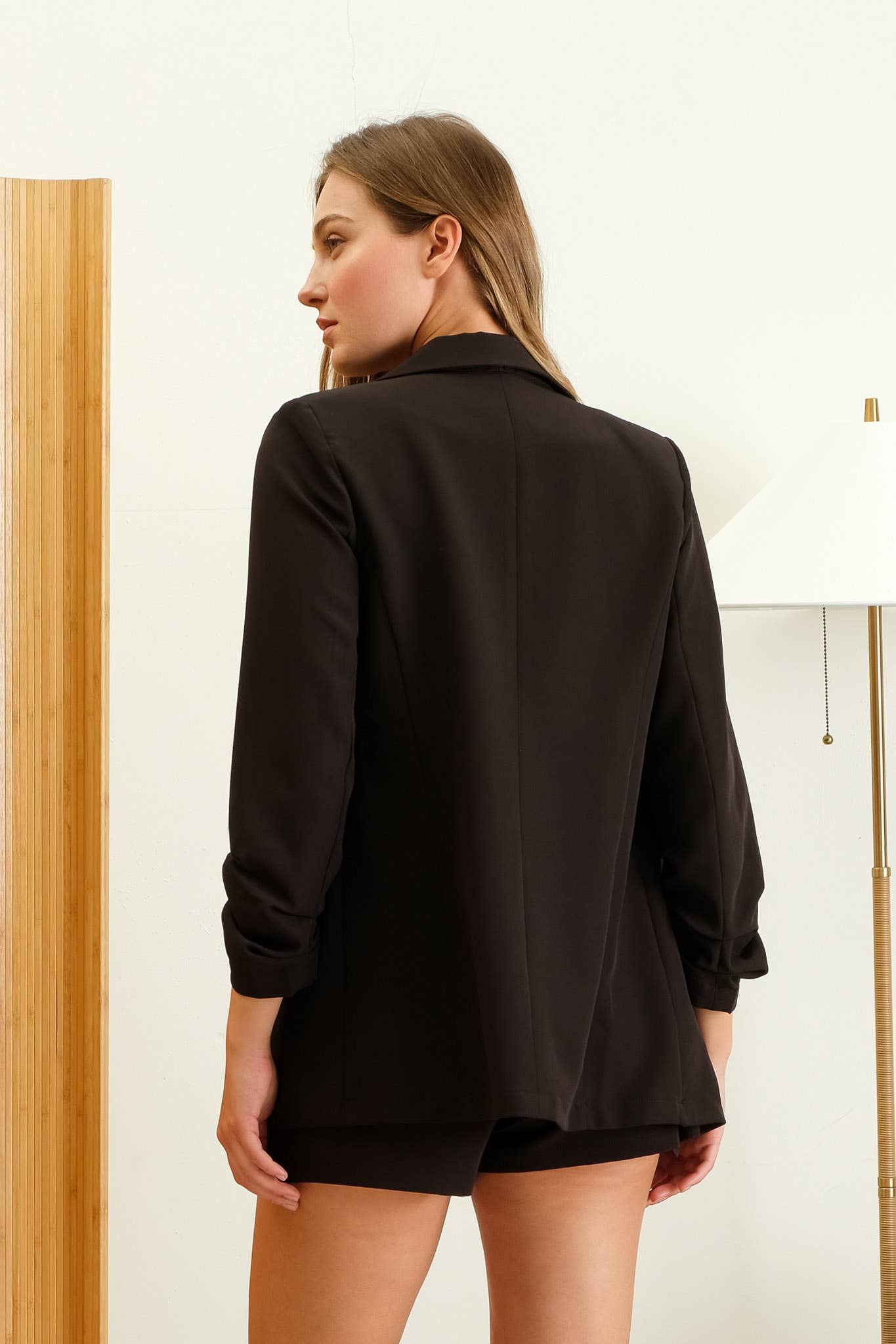 VERNO 3/4 RUCHED SLEEVE BLAZER