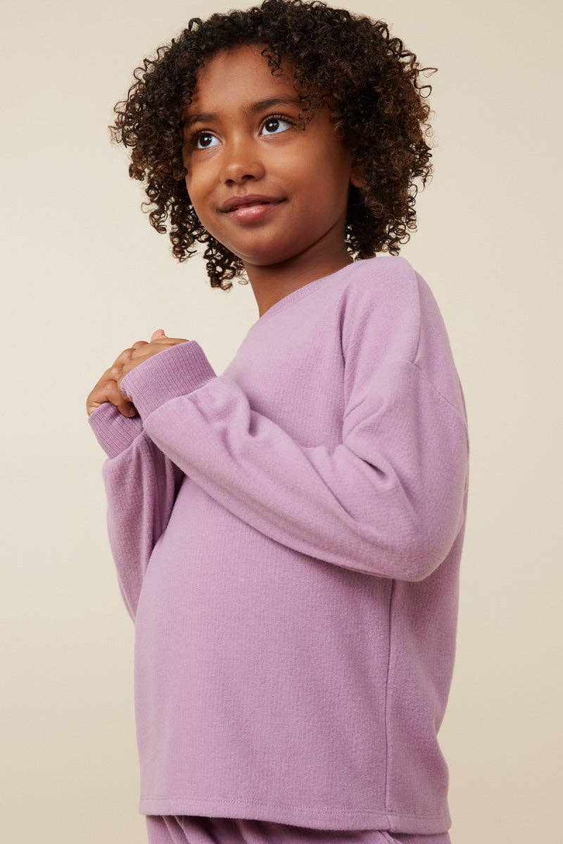 Girls Soft Rib Seam Long Sleeve Top