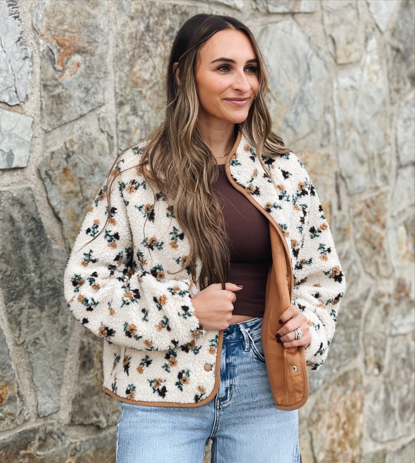 GABBY FLORAL FLEECE JACKET