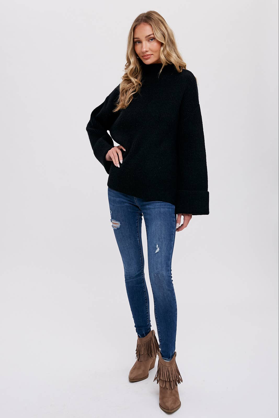 FUNNEL NECK OVERSIZED PULLOVER