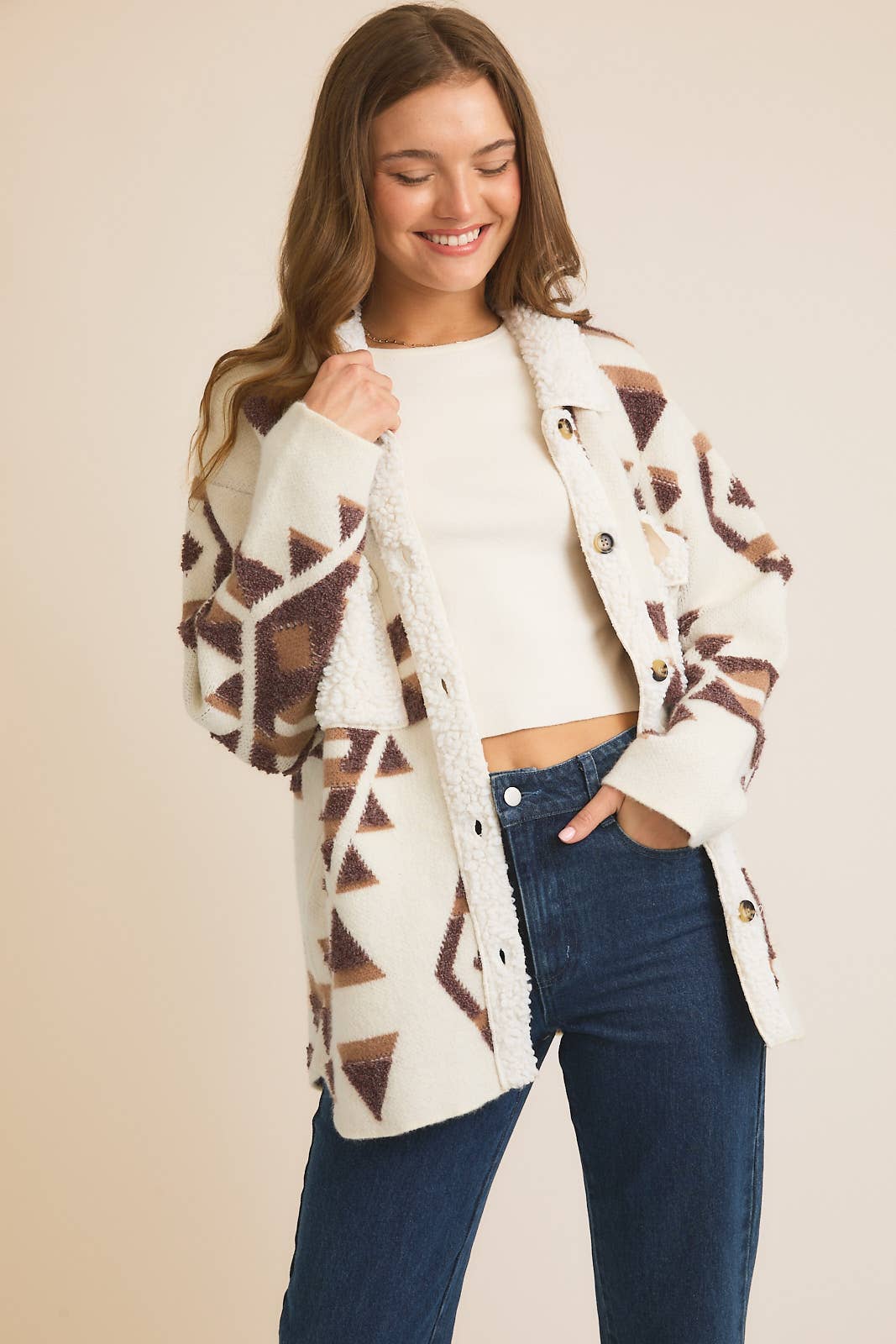 THE CHEYENNE ABSTRACT SWEATER JACKET