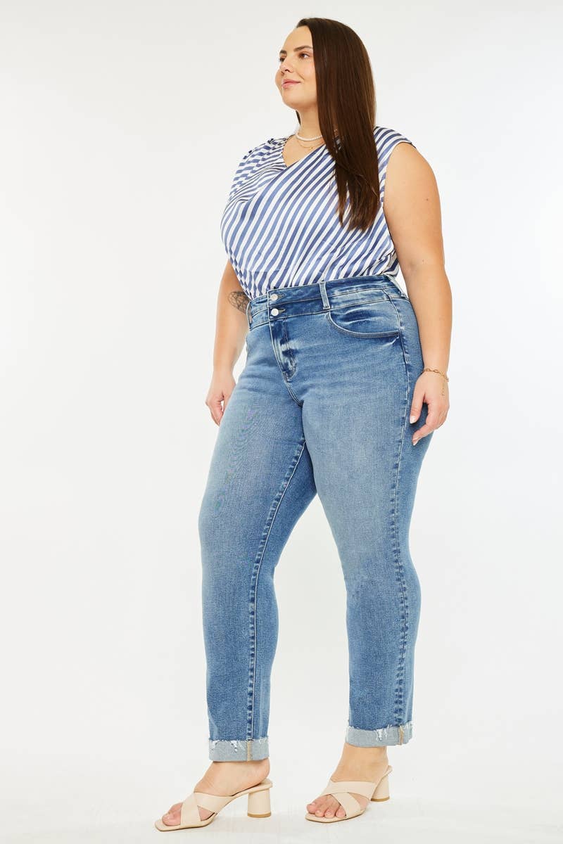 PRUE PLUS HR SLIM STRAIGHT JEANS