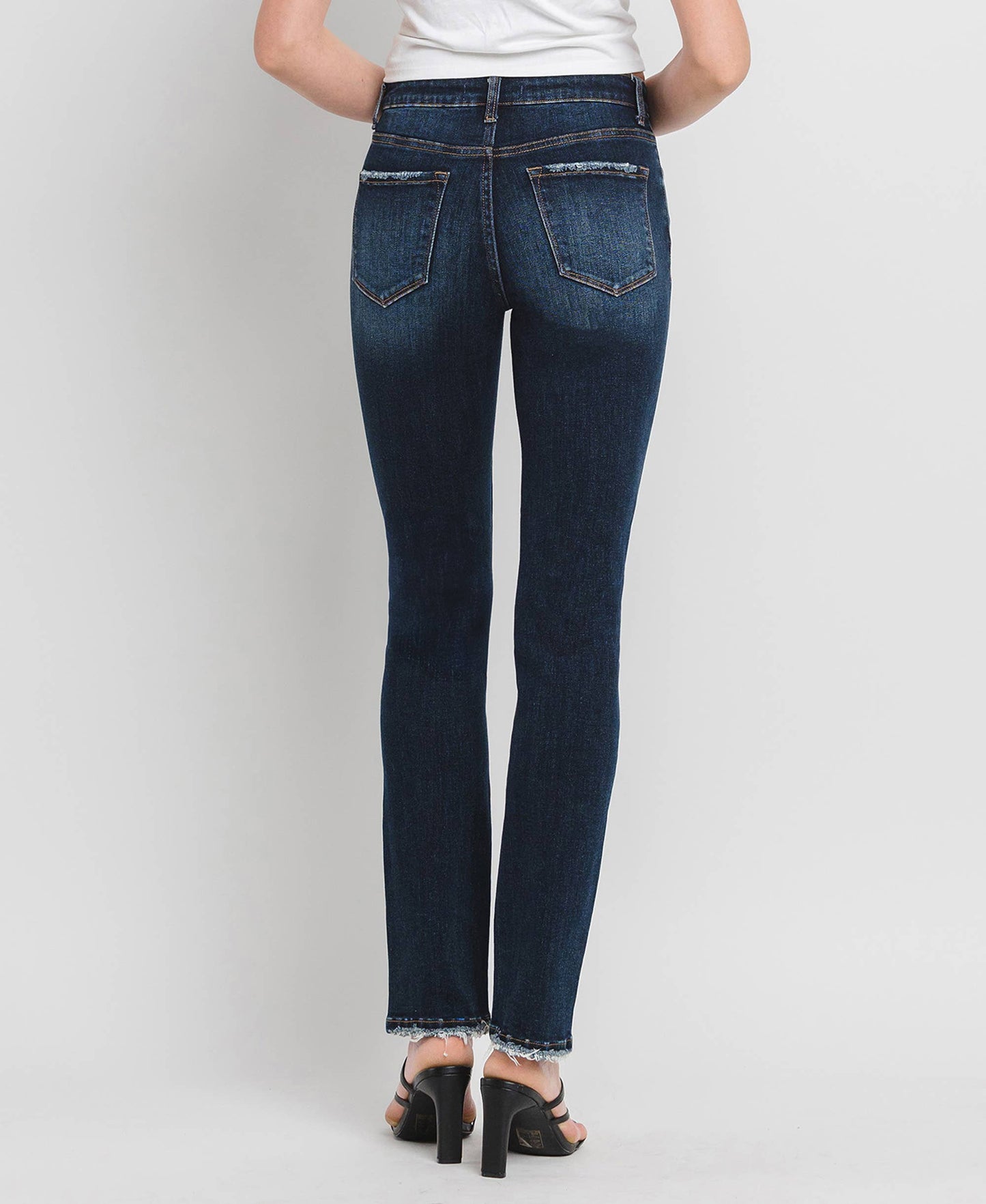 HIGH RISE LONG SLIM STRAIGHT JEANS