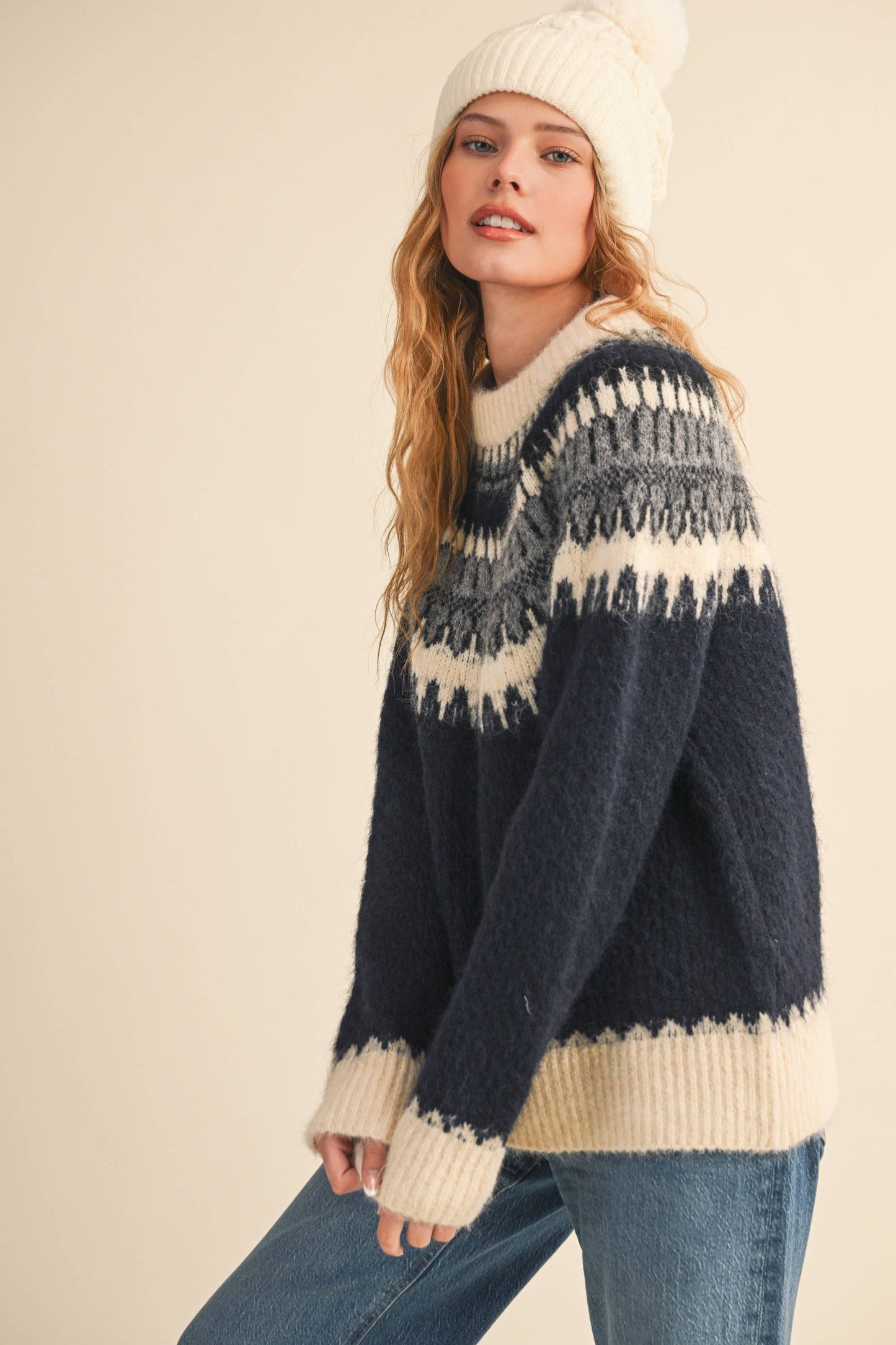 NAVY NORDIC SWEATER