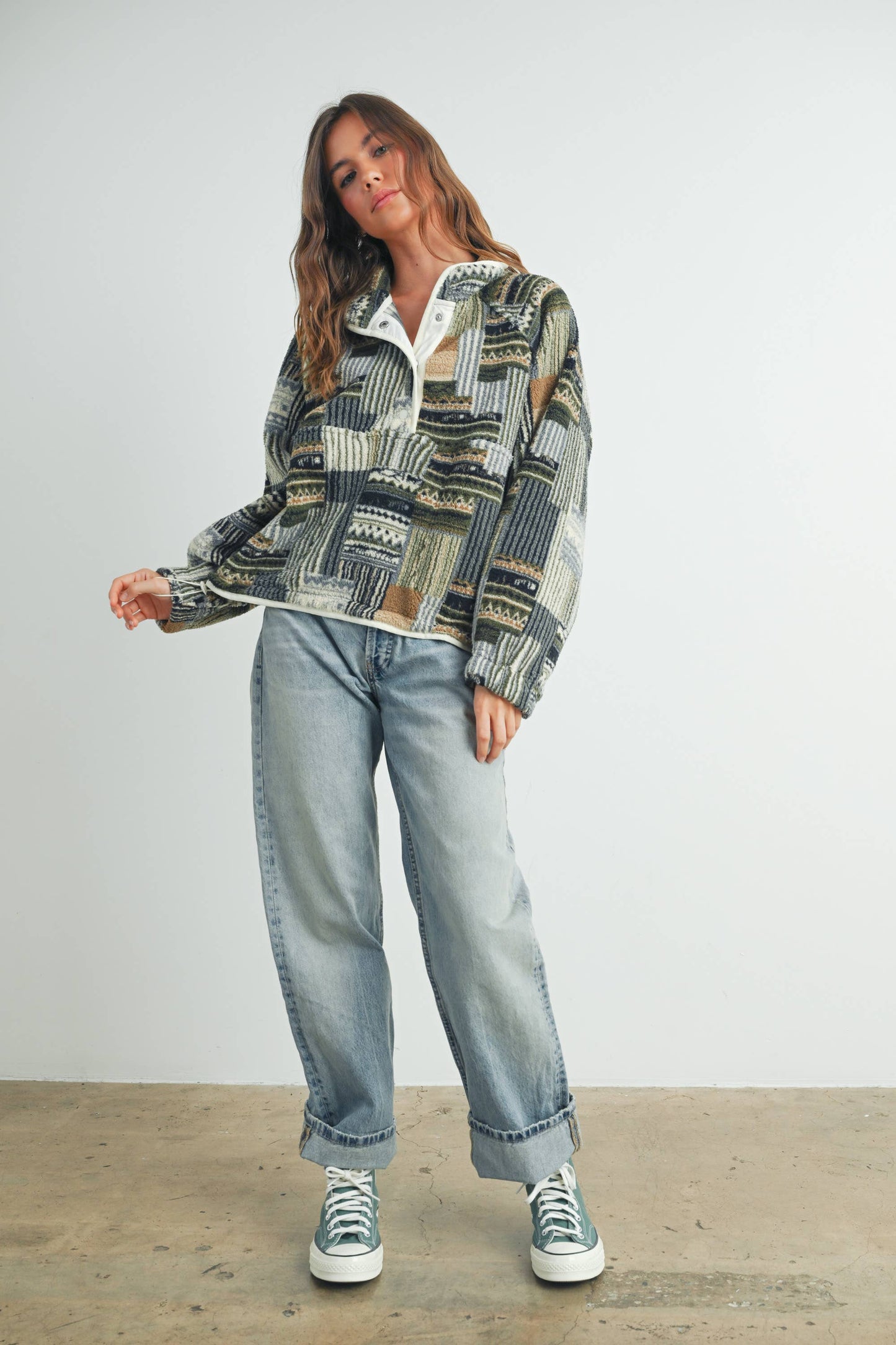 Patchwork Print Sweater