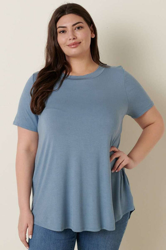 Plus Scoop Neck Bamboo Top/ STONE