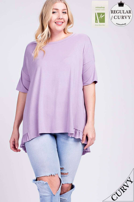 Lavender Bamboo Ruffle High Low Tunic