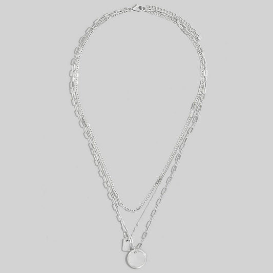 Gold Dipped Coin And Tag Pendants Layered Necklace