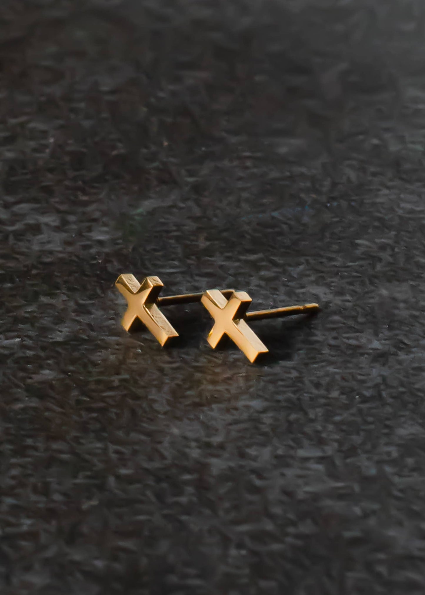 Gold Cross Stud Earrings