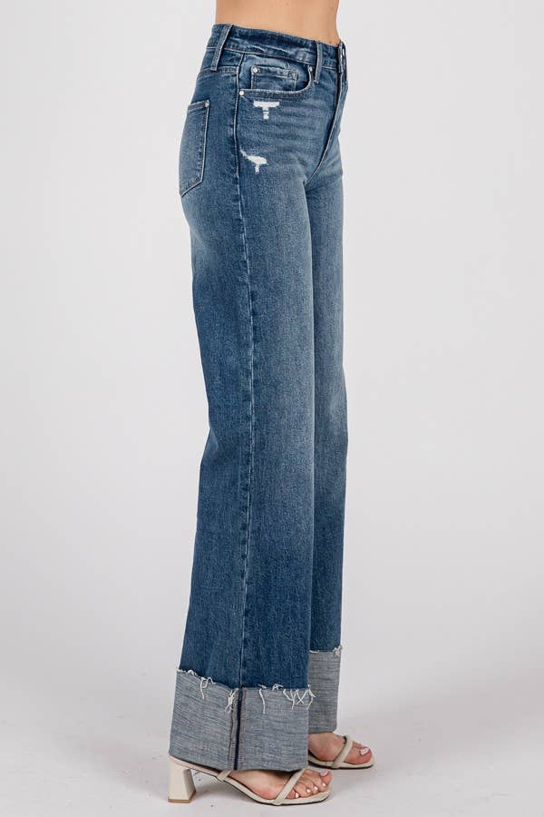 RINNA HR STRAIGHT CUFFED HEM JEANS