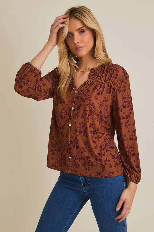 STEPH LONG SLEEVE DISTY BLOUSE
