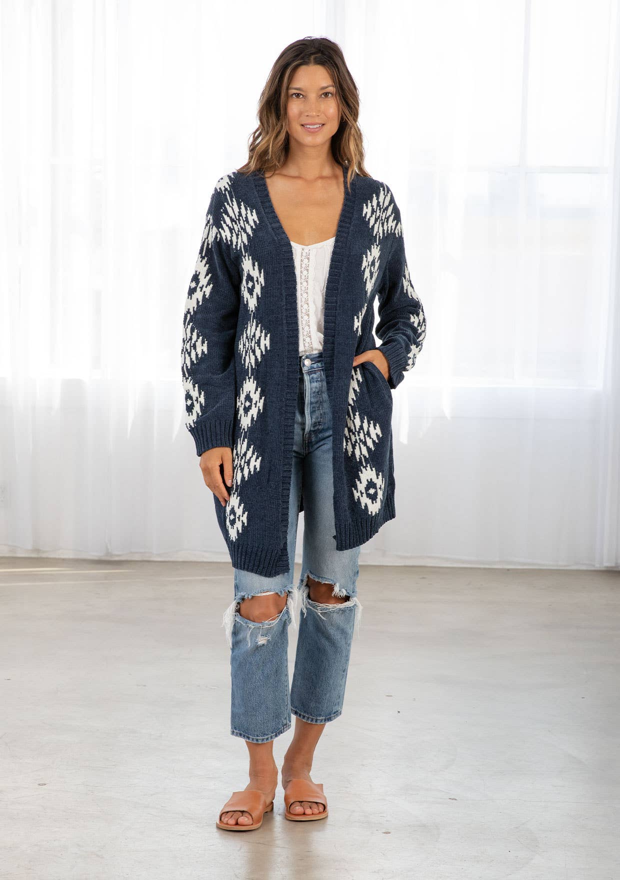 Beautiful Southwestern Open Front Cardigan