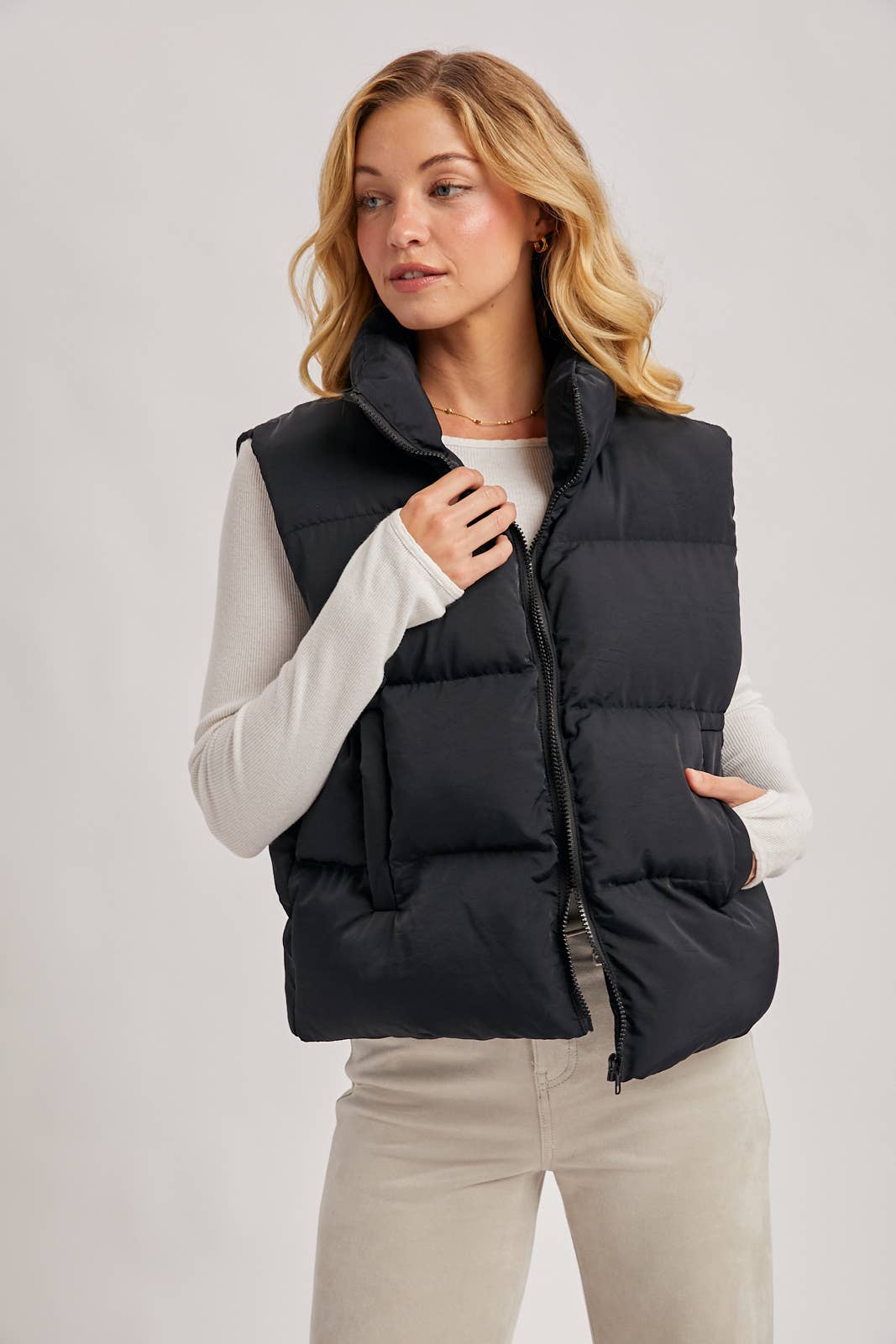 ZIPPER FRONT PUFFER VEST