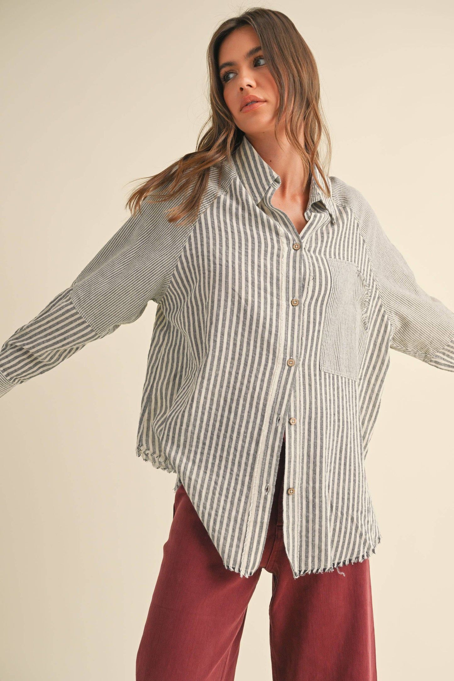 SARA STRIPE BUTTONDOWN SHIRT