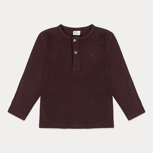 Boys Thermal Waffle Knit Shirt: Coffee Brown