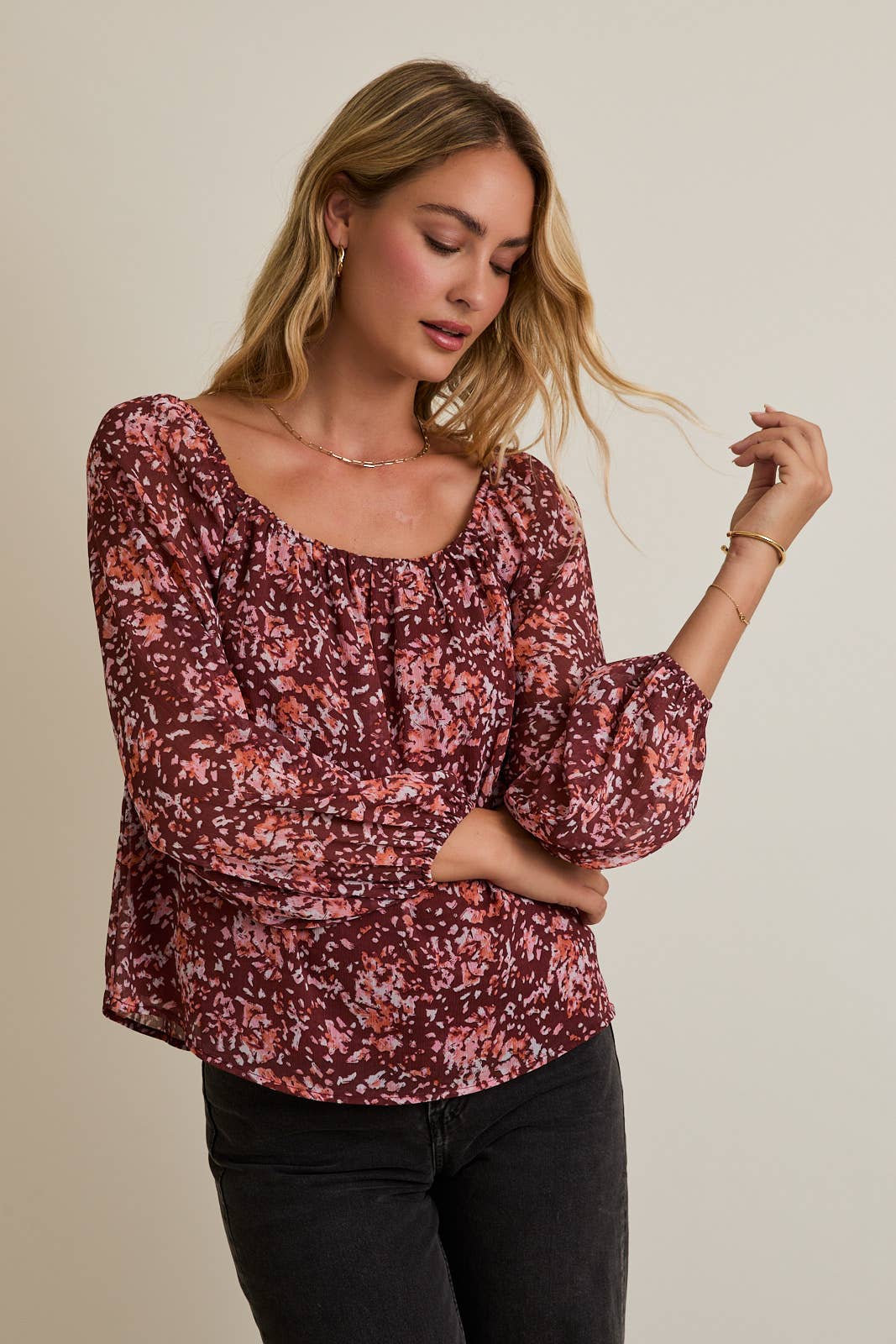 GIGI FLORAL SHIFT BLOUSE