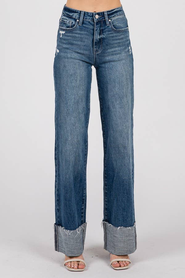 RINNA HR STRAIGHT CUFFED HEM JEANS