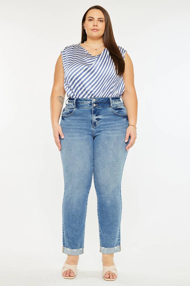 PRUE PLUS HR SLIM STRAIGHT JEANS