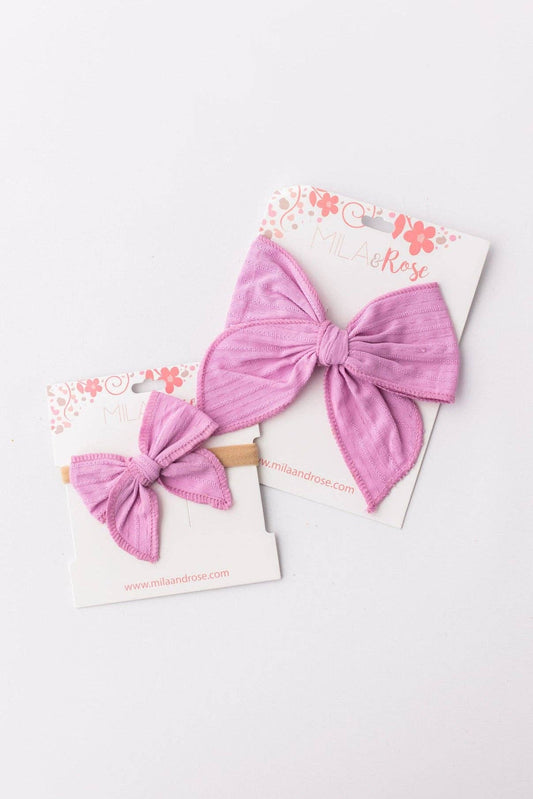 Classic Hair Bow - Bright Lilac