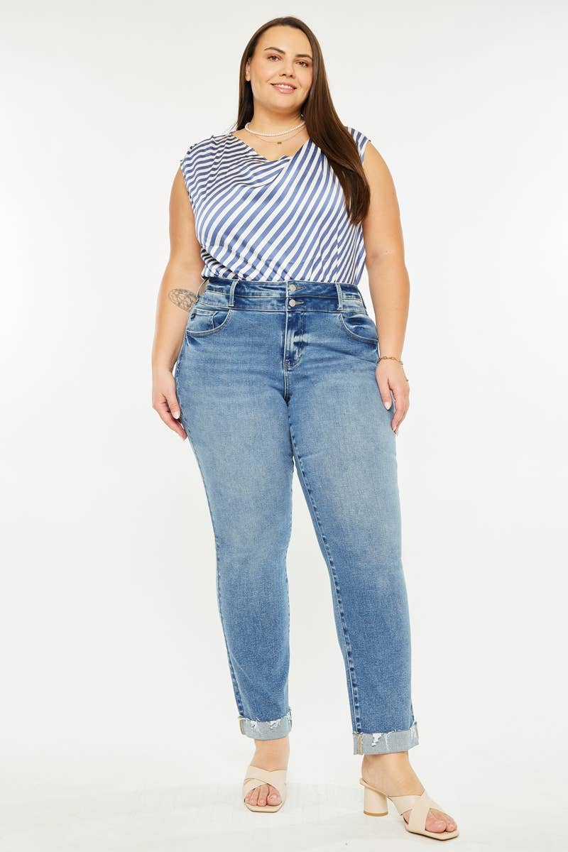 PRUE PLUS HR SLIM STRAIGHT JEANS