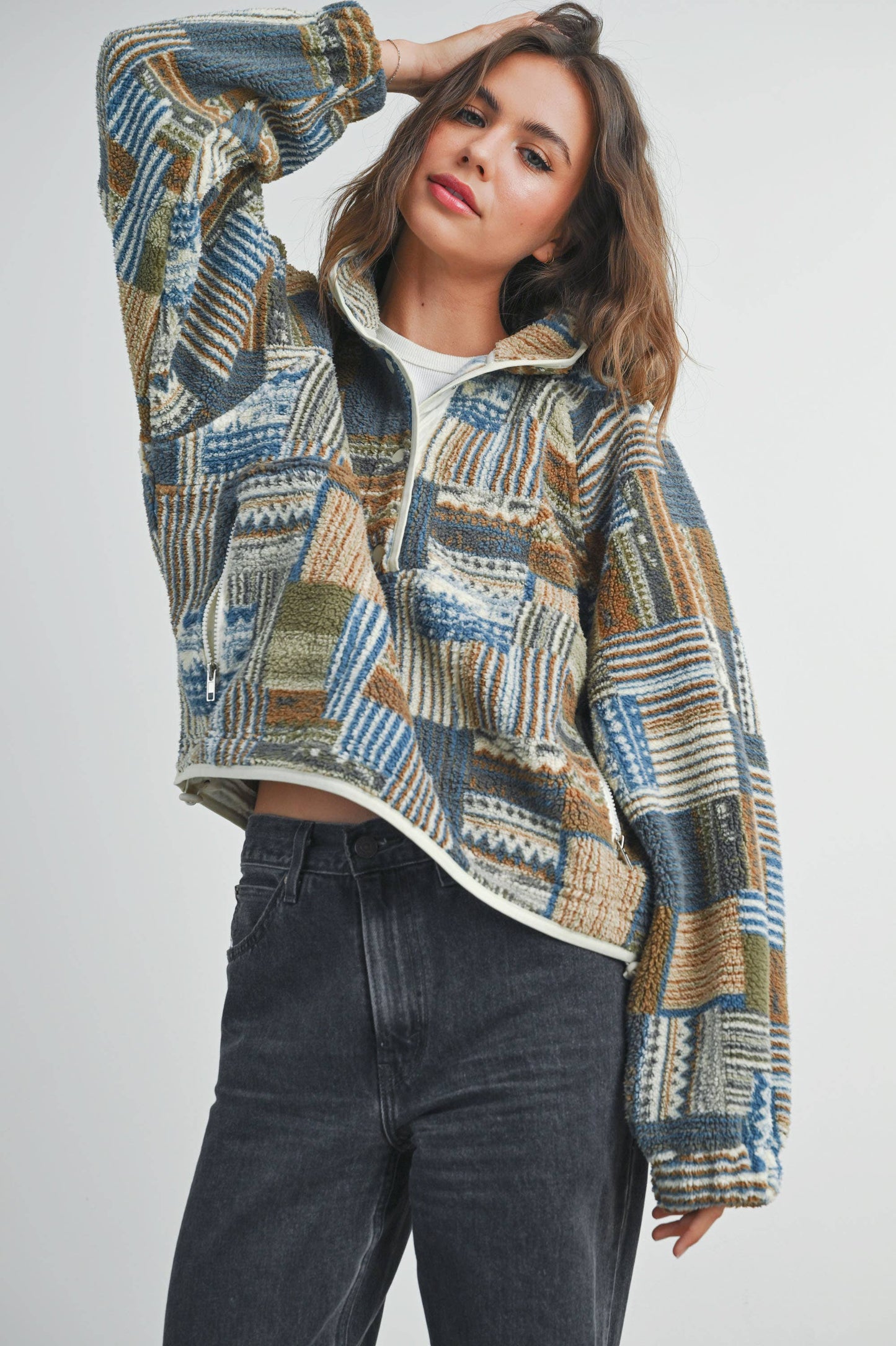 Patchwork Print Sweater