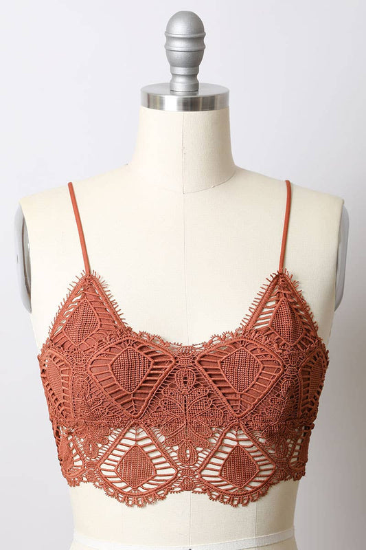 Crochet Lace Smocked Back Bralette