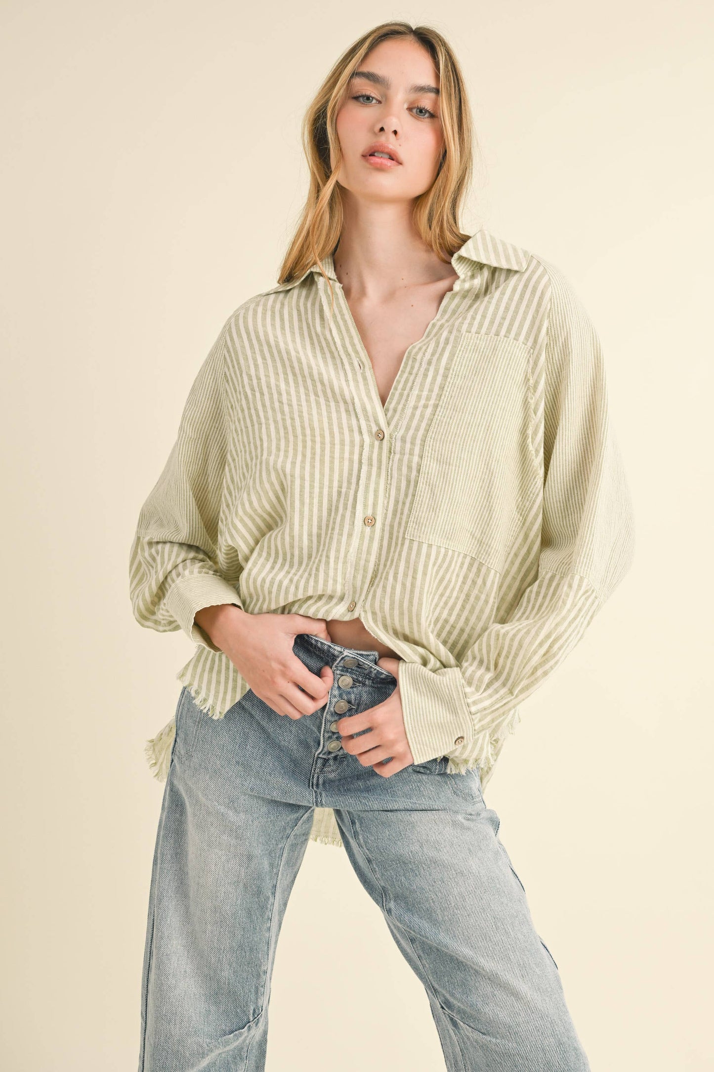 SARA STRIPE BUTTONDOWN SHIRT