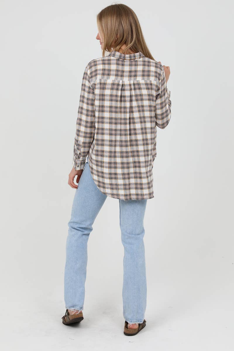 Lurex Shimmer Oversize Plaid Shirt